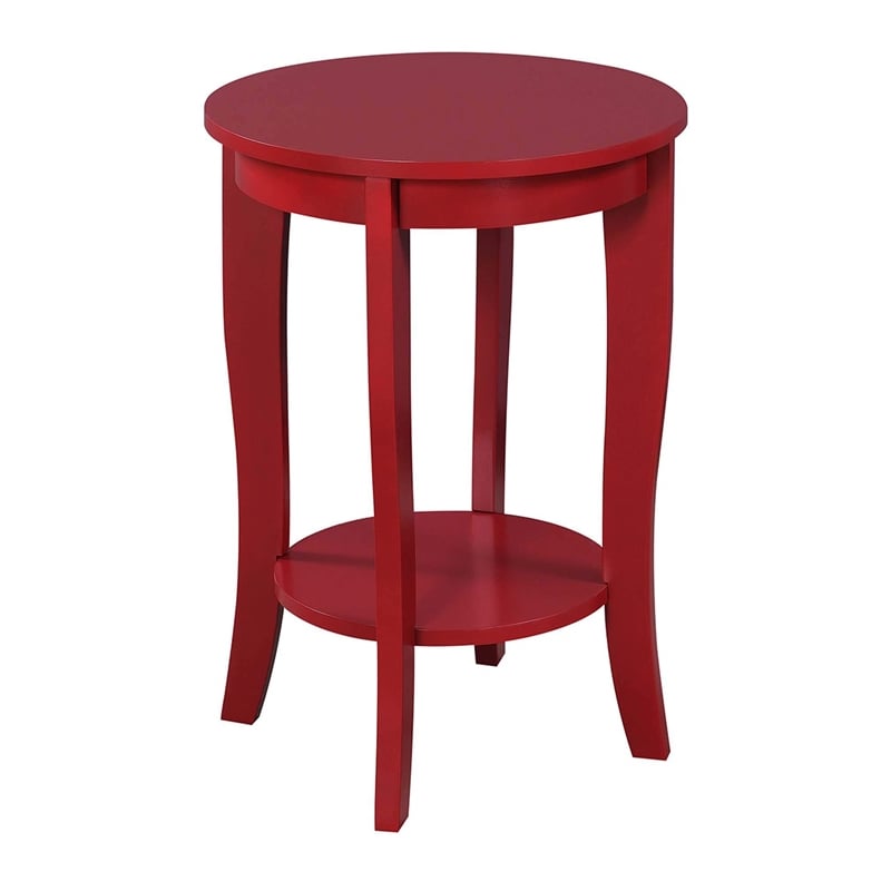 Convenience Concepts American Heritage Round End Table in Red Wood Finish