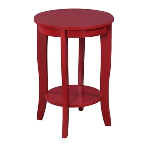 Convenience Concepts American Heritage Round End Table in Red Wood Finish