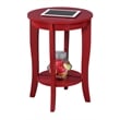 Convenience Concepts American Heritage Round End Table in Red Wood Finish