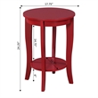 Convenience Concepts American Heritage Round End Table in Red Wood Finish