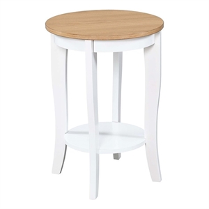 Convenience Concepts American Heritage Round End Table in White and Natural Wood