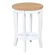Convenience Concepts American Heritage Round End Table in White and Natural Wood