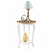 Convenience Concepts American Heritage Round End Table in White and Natural Wood