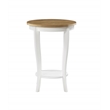 Convenience Concepts American Heritage Round End Table in White and Natural Wood