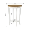 Convenience Concepts American Heritage Round End Table in White and Natural Wood