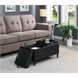 Designs4Comfort Magnolia Storage Ottoman with Trays in Black Vinyl