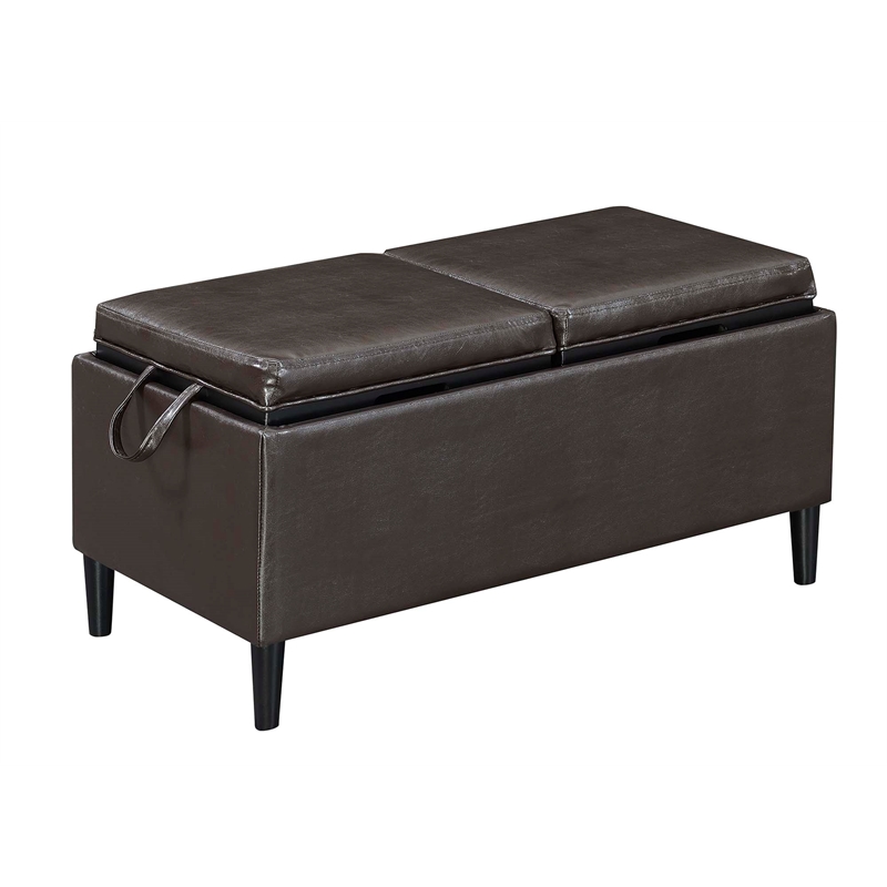 Designs4Comfort Magnolia Storage Ottoman with Trays in Espresso Vinyl Fabric