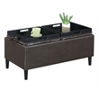 Designs4Comfort Magnolia Storage Ottoman with Trays in Espresso Vinyl Fabric