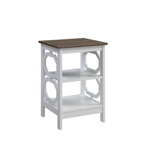 Convenience Concepts Omega End Table in White and Driftwood Brown Wood Finish