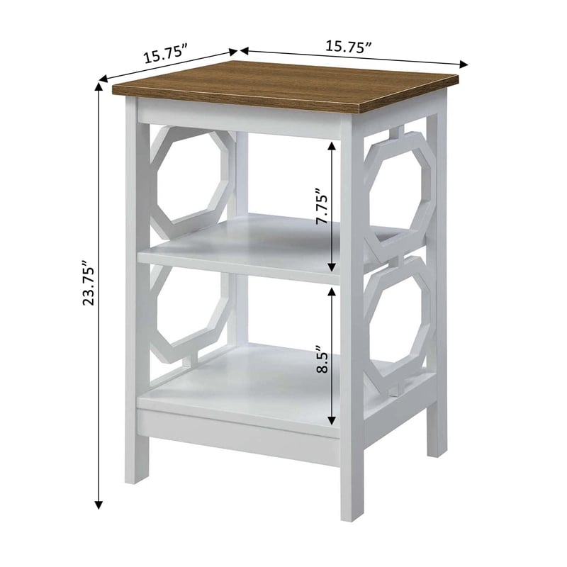 Convenience Concepts Omega End Table in White and Driftwood Brown Wood Finish