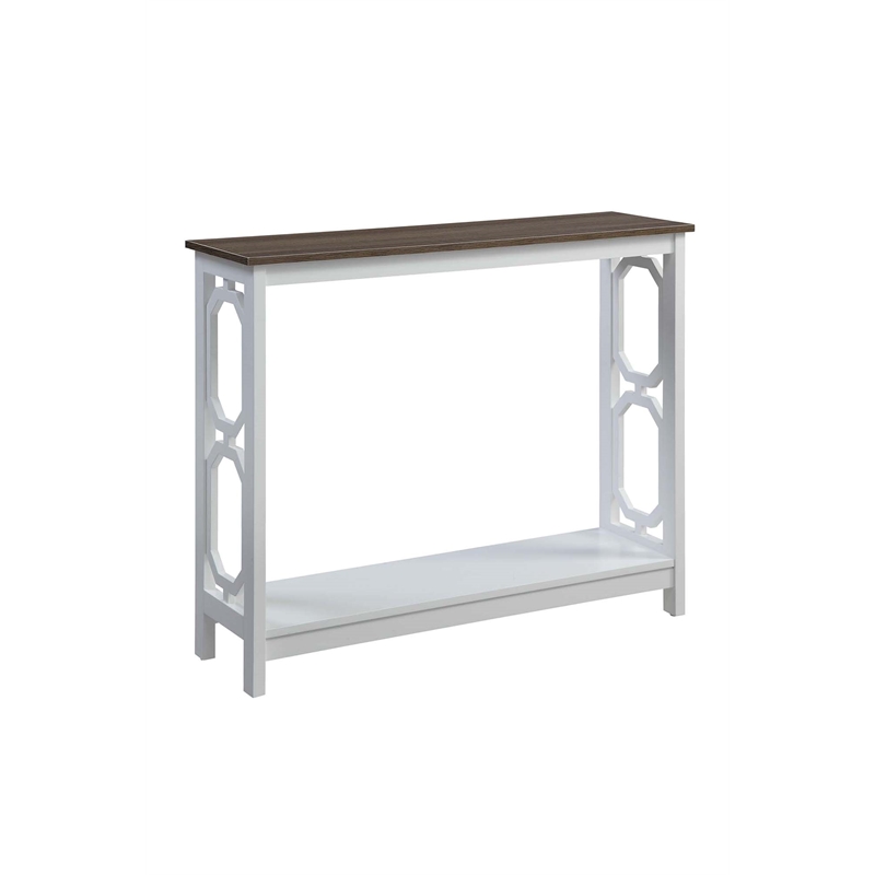 Convenience Concepts Omega Console Table in White and Driftwood Brown Wood