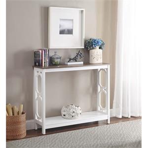 Convenience Concepts Omega Console Table in White and Driftwood Brown Wood