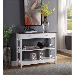 convenience concepts omega one-drawer console table in espresso and white wood