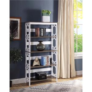 convenience concepts omega five-tier bookcase in white and espresso wood finish