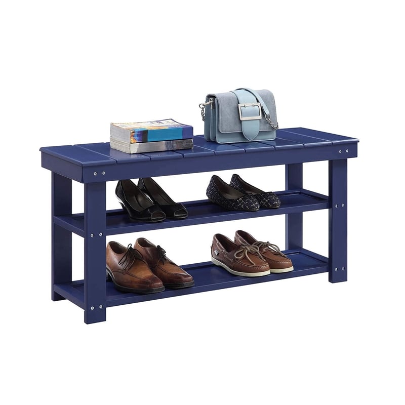 Convenience Concepts Oxford Utility Mudroom Bench in Blue Wood Finish
