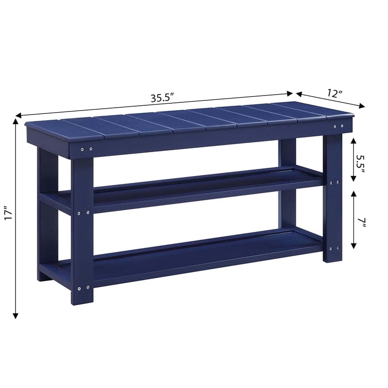 Convenience Concepts Oxford Utility Mudroom Bench in Blue Wood Finish