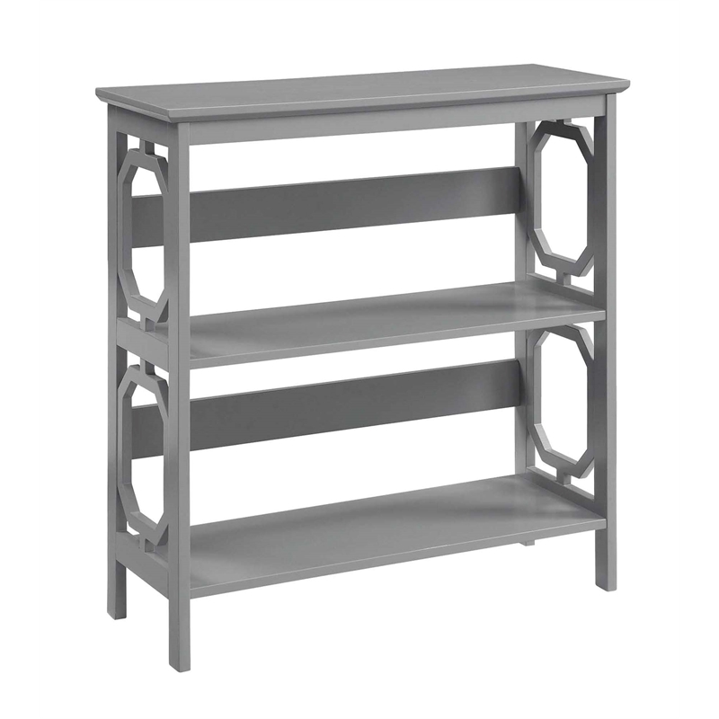 Convenience Concepts Omega Three-Tier Bookcase in Gray Wood Finish