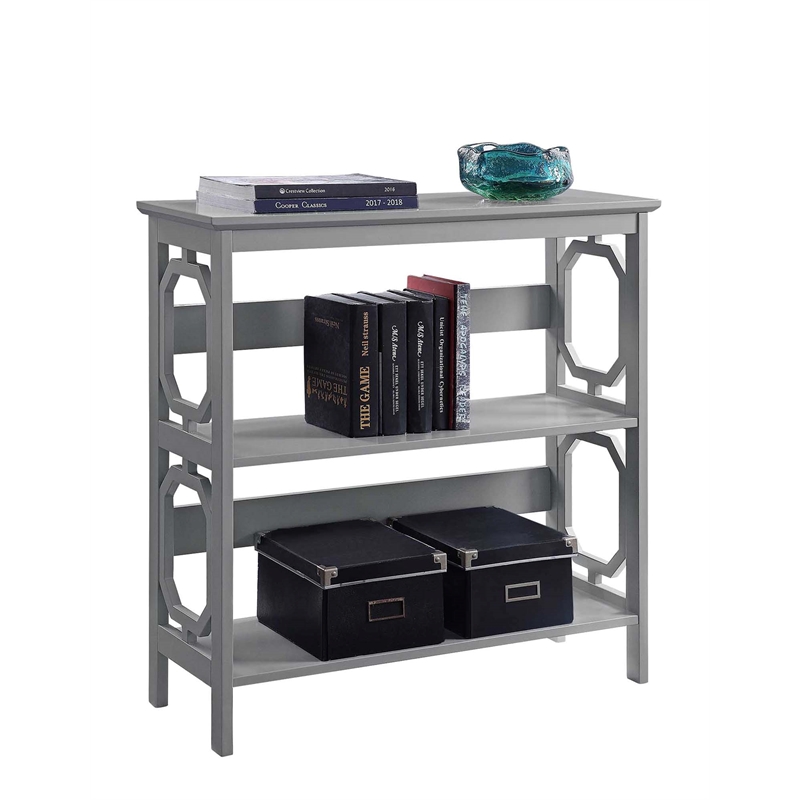 Convenience Concepts Omega Three-Tier Bookcase in Gray Wood Finish