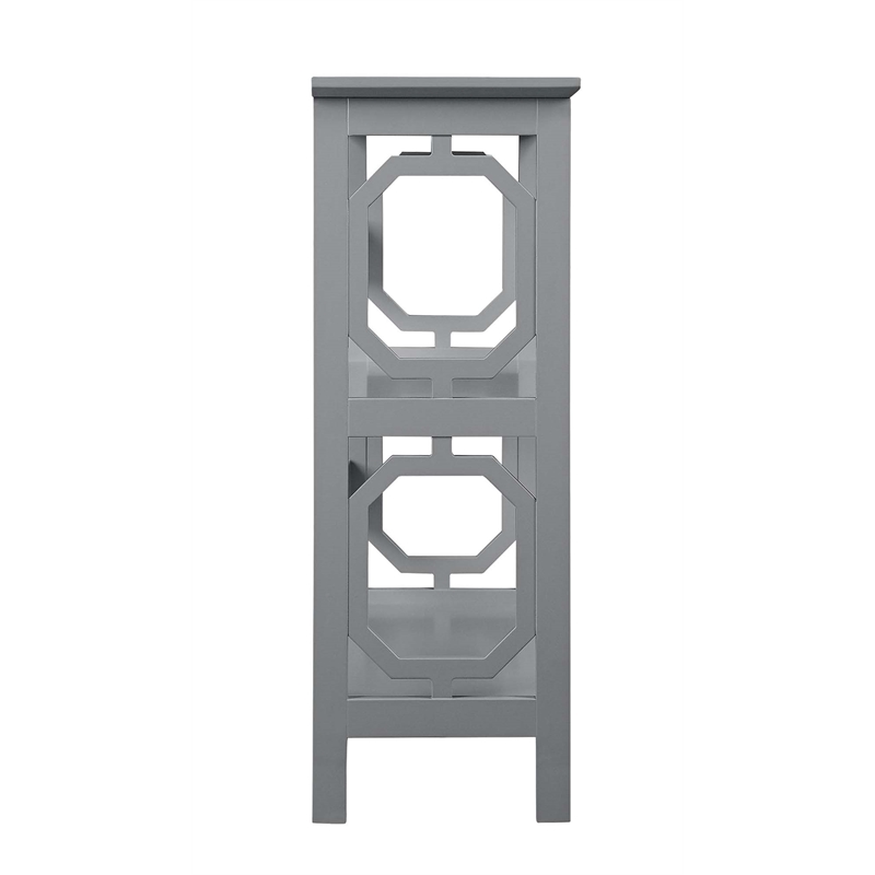 Convenience Concepts Omega Three-Tier Bookcase in Gray Wood Finish