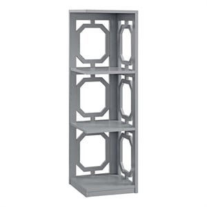 Convenience Concepts Omega Three-Tier Corner Bookcase in Gray Wood Finish