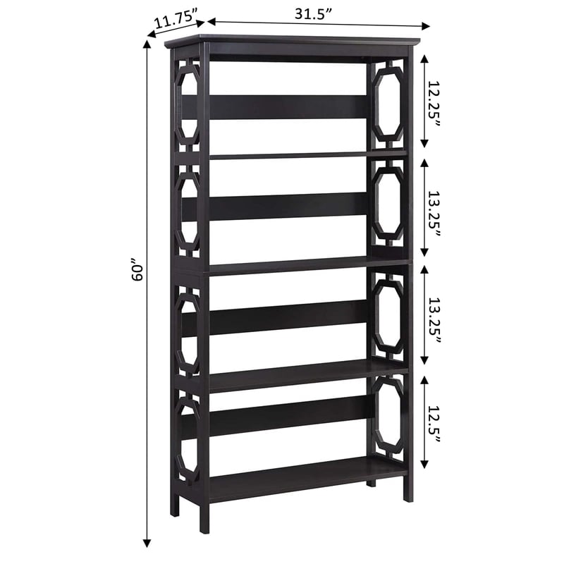 Convenience Concepts Omega Five-Tier Bookcase in Espresso Wood Finish