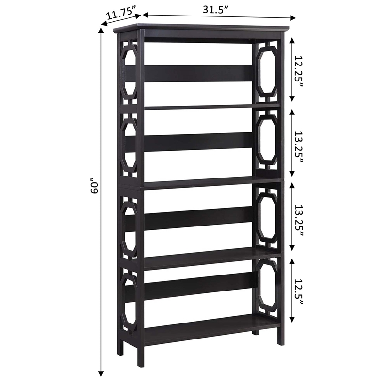 Convenience Concepts Omega Five-Tier Bookcase in Espresso Wood Finish
