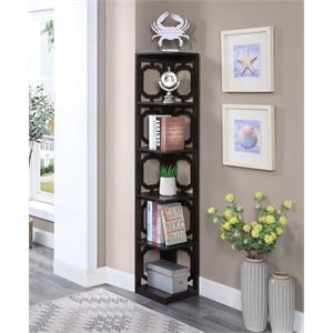 Convenience Concepts Omega Five-Tier Corner Bookcase in Espresso Wood Finish
