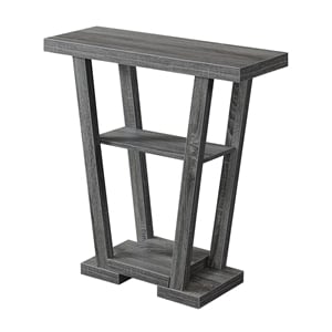 Convenience Concepts Newport &quotV&quot Console Table in Gray Wood Finish