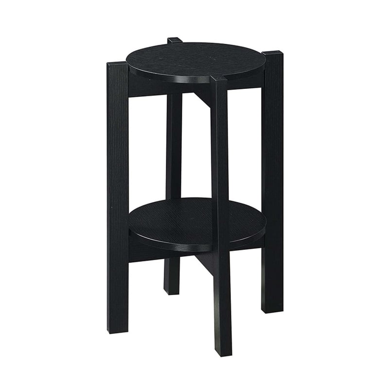 Convenience Concepts Newport Medium Plant Stand in Black Wood Finish