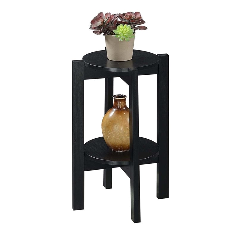 Convenience Concepts Newport Medium Plant Stand in Black Wood Finish