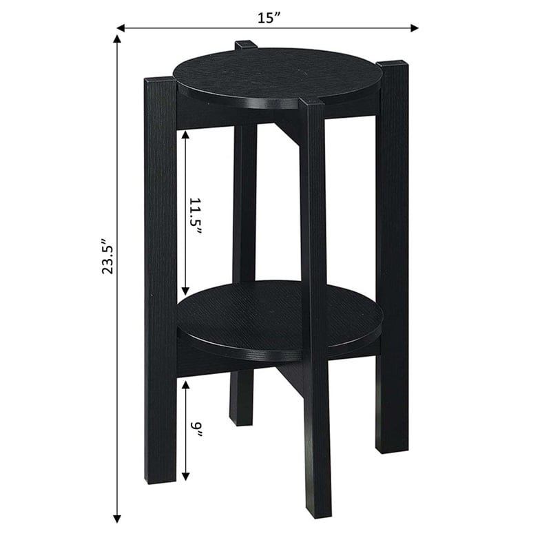 Convenience Concepts Newport Medium Plant Stand in Black Wood Finish