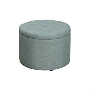 Convenience Concepts Designs4Comfort Round Shoe Ottoman in Green Fabric