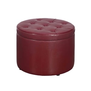 Convenience Concepts Designs4Comfort Round Shoe Ottoman in Red Fabric