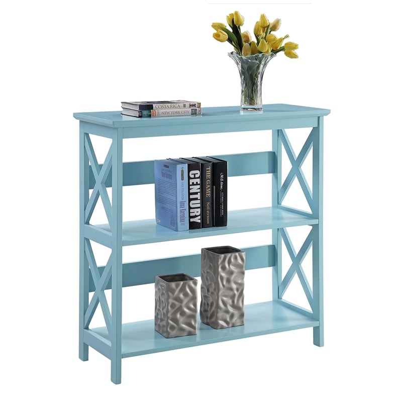 Convenience Concepts Oxford Three-Tier Bookcase in Mint Green Wood Finish