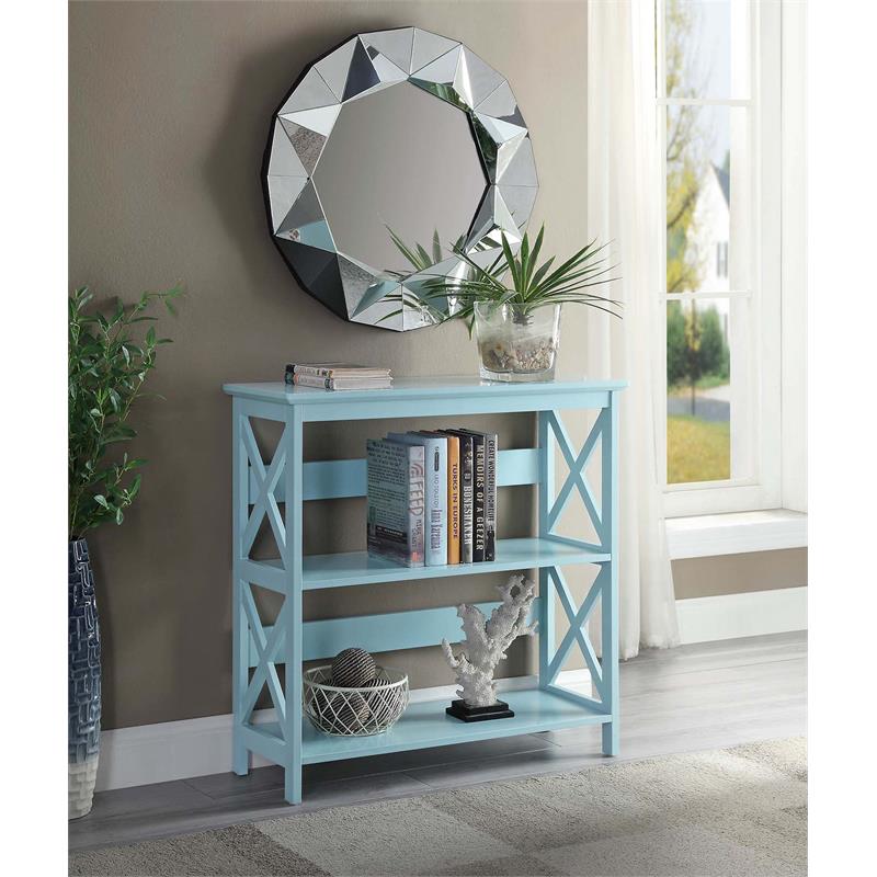 Convenience Concepts Oxford Three-Tier Bookcase in Mint Green Wood Finish