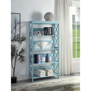 convenience concepts oxford five-tier bookcase in seafoam blue wood finish
