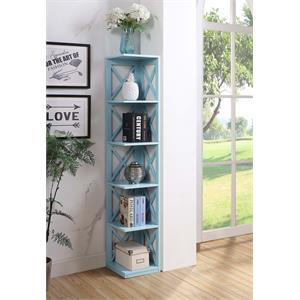 convenience concepts oxford five-tier corner bookcase in mint green wood finish