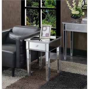 convenience concepts gold coast 1-drawer mirrored accent end table in gray wood