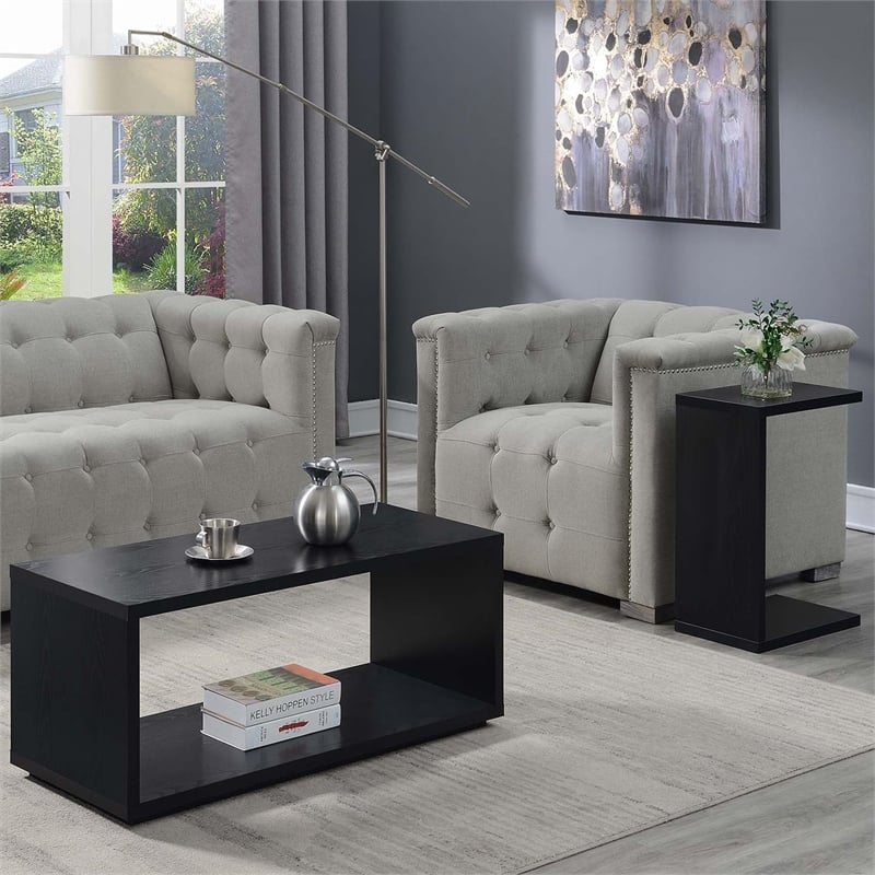 Convenience Concepts Northfield Admiral C End Table in Black Wood Finish