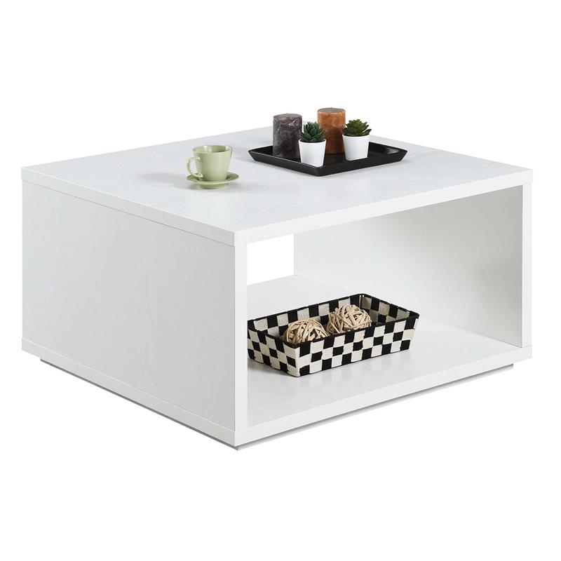 Convenience Concepts Northfield Admiral Square Coffee Table in White Wood Finish