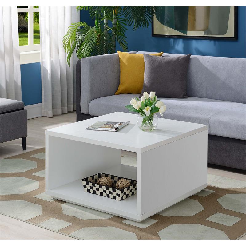 Convenience Concepts Northfield Admiral Square Coffee Table in White Wood Finish