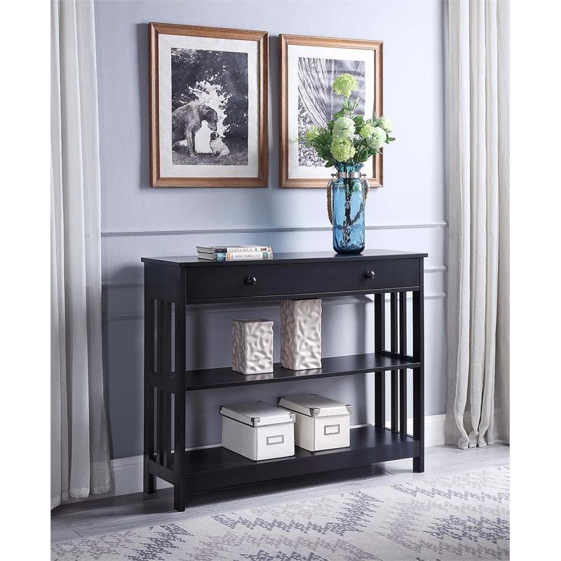 Convenience Concepts Mission OneDrawer Console Table in Black Wood