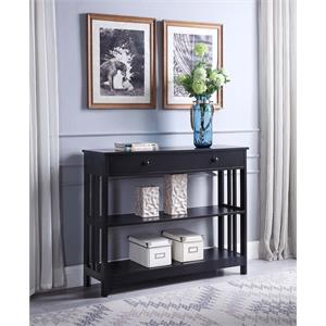 convenience concepts mission one-drawer console table in black wood finish
