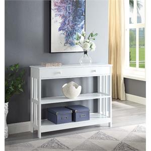 convenience concepts mission one-drawer console table in white wood finish