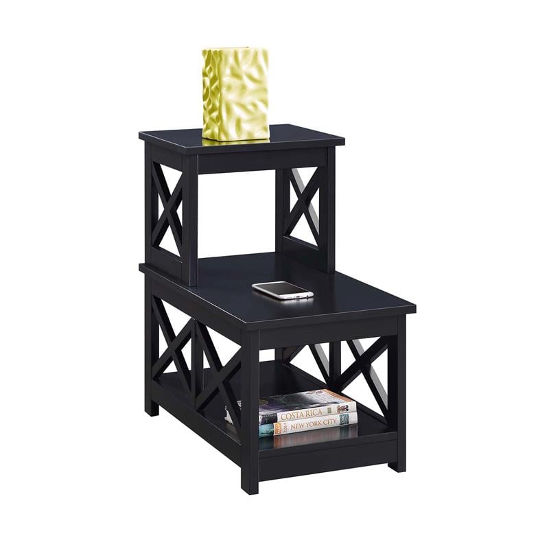 Convenience Concepts Oxford Two-Step Accent End Table in Black Wood Finish