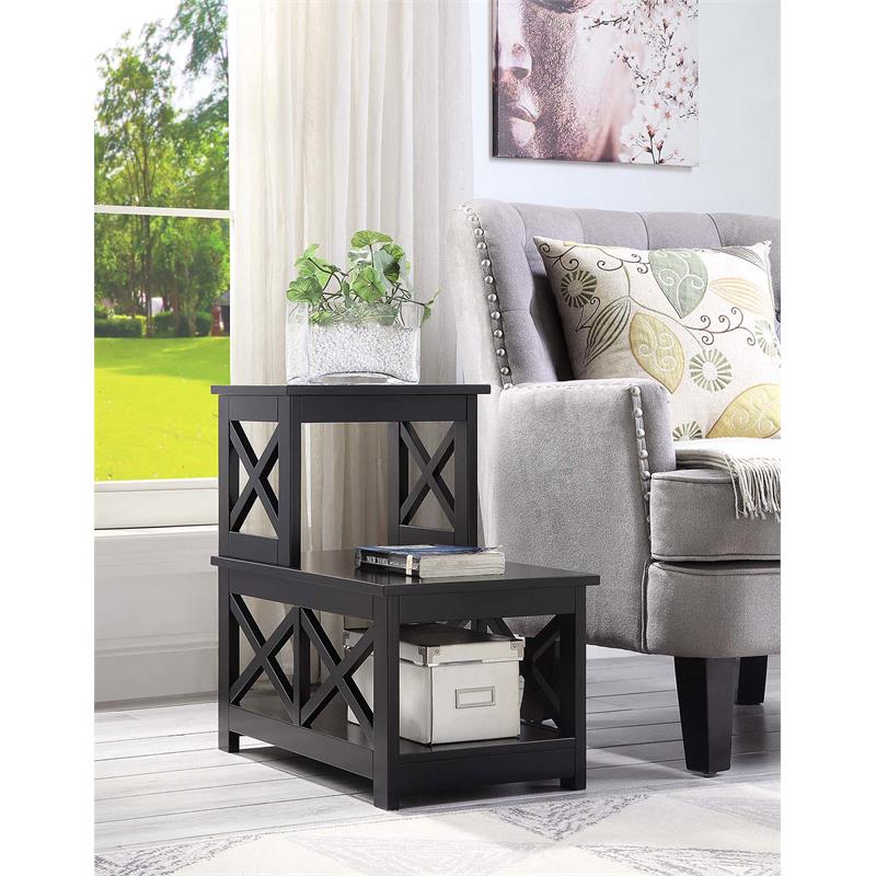 Convenience Concepts Oxford Two-Step Accent End Table in Black Wood Finish