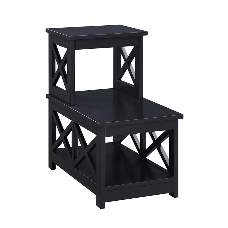 Convenience Concepts Oxford Two-Step Accent End Table in Black Wood Finish