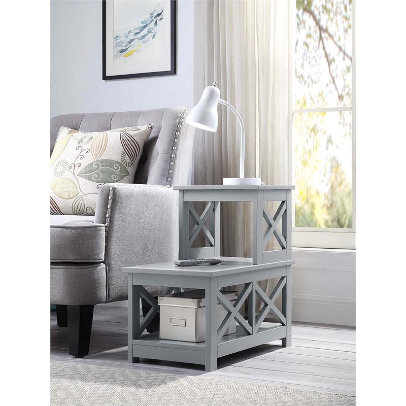 Convenience Concepts Oxford Two-Step Accent End Table in Gray Wood Finish