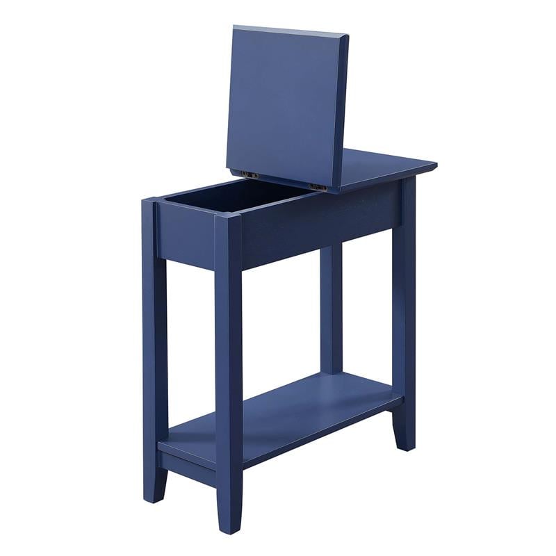 Convenience Concepts American Heritage Flip Top End Table in Blue Wood Finish