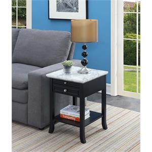 American Heritage Logan End Table with Drawer and Slide in Black Wood Finish